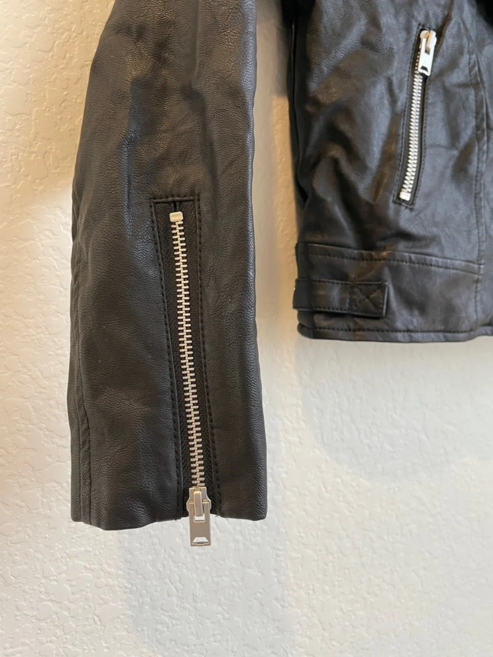 Bardot Junior • Black Leather Asymmetrical Moto Jacket • 8